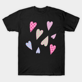 Y2K Pink Heart Pattern T-Shirt